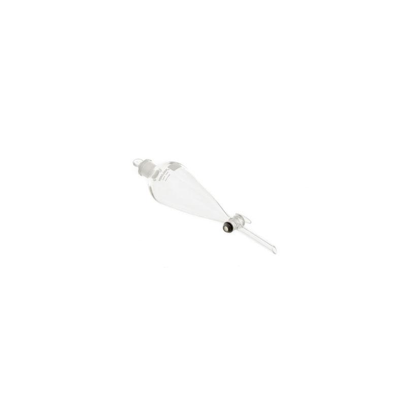  Funil de separação Squibb, tipo pêra com rolha e torneira de vidro
