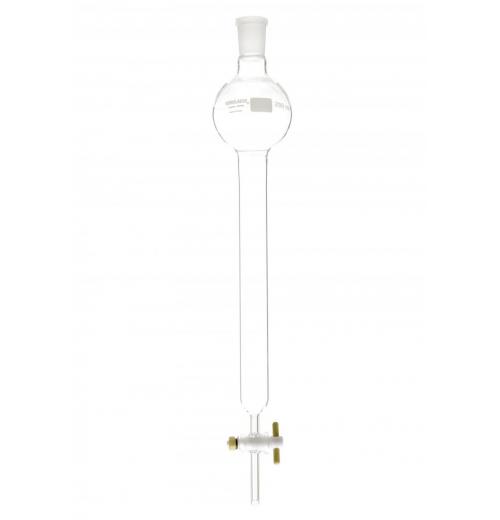 Coluna de vidro com torneira de PTFE e Balão de cap. 125 ml com junta fêmea esmerilhada